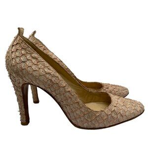 Balenciaga Paris Natural Beige Leather Textured Round Toe Pumps Women's size 36